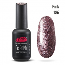 Гель-лак PNB 186 (розовый глиттерный)